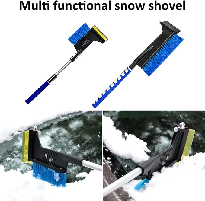 Extendable Snow Brush, Ice Scrapers Premium Aluminum Wide Oxford Shovel Head Design 4-in-1 Design Portable Compact Foldable Snow Shovel, Car Ice Brush for Cars Trucks (type 1)