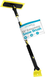 55" Extendable Snow Brush & Ice Scraper for Car Windshield - Long Aluminum Grip for Truck, SUV - 14" Foam Head - Safe on Auto & Windows - Wide Frost Remover - Yellow