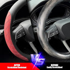 Nappa Leather Steering Wheel Cover,Elegant Diamond Checkered Design, Non-Slip wear-Resistant, Enhance Driving Comfort, Suitable for Steering Wheel Diameter 14 1/2‘-15’ Models