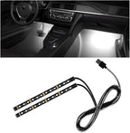 Wevdn Car Interior LED Strip Light, 12V 24 LED Waterproof Neon Ambient Night Light with USB Port, Automotive Atmosphere Decorative Under Dash Lighting Kit, Car Accessories (White)