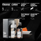 Skincare Leather Kit: Car Leather Cleaner, Leather Conditioner, Brush & Towel - Clean and Condition All Types of Leather - Prevent Car Leather Seats from Fading, Cracking & Drying Out