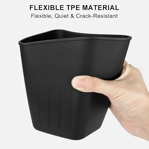 2 Pack Mini Car Trash Can, Car Door Trash Can for Wide Door Pockets, Open-Top Trash Bin, Waterproof TPE Organizer, Black