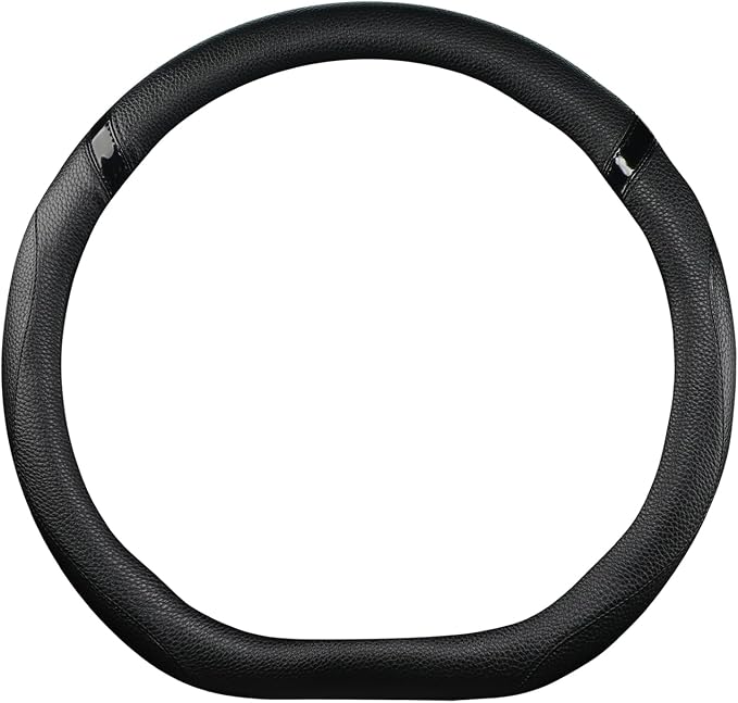 D-Shaped Flat Bottom Steering Wheel Cover, Men Women Girl Stylish Car Accessory Non-Slip Car Interior Accessories (Black)