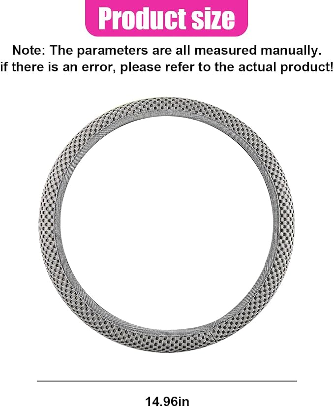 Elastic Stretch Steering Wheel Cover, Anti-Slip, 15inch, Grey | Microfiber Odorless Breathable Ice Silk Car Steering Wheel Protector, Easy Carry, Warm in Winter & Cool in Summer
