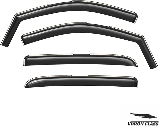 Voron Glass in-Channel Extra Durable Rain Guards for Dodge RAM 2002-2008 MegaCab, Window Deflectors, Vent Window Visors, 4 Pieces - 200691