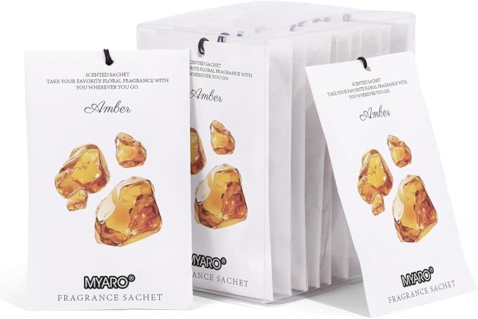 12 Packs Amber Scented Sachets for Drawer and Closet, Long-Lasting Closet Sachet Bags Drawer deodorizers Fresh Scents, Home Fragrance for House