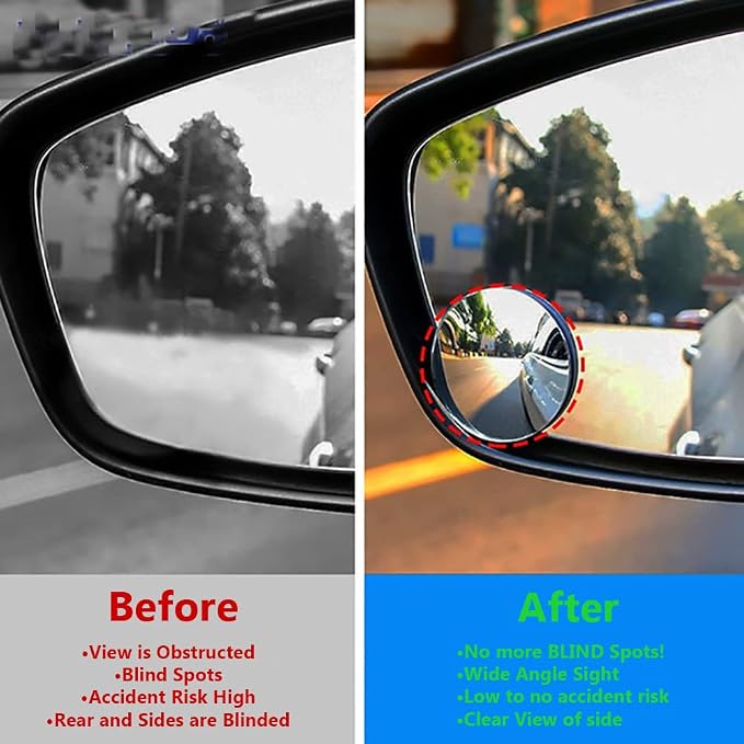Blind Spot Mirror - 4 Pack 2" Blind Spot Mirrors For Cars - Rust Resistant Aluminum - NEW LARGER 2 inch Rear View Blind Spot Mirrors 4pcs Oval Convex Self Stick - Essential Accessory [Bundle 4pk]