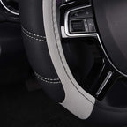 Line Rider Microfiber Leather Sporty Steering Wheel Cover Universal Fits for 95% Truck,SUV,Cars,14.5-15inch Anti-Slip Safety Comfortable Desgin (Black-Gray)