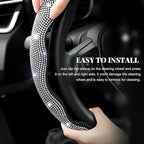 2 PCS Steering Wheel Cover, Segmented Car Wheel Covers with Crystal Rhinestones, Non-Slip Protector Bling Sparkly Decoration for Most Steering Wheels, Car Accessories (Red)