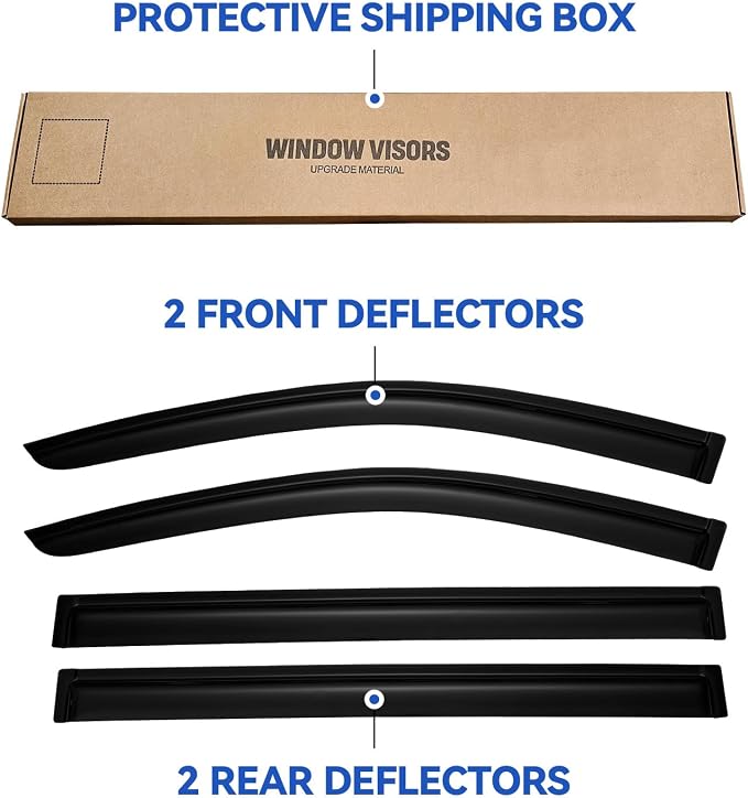 Window Visors Rain Guards for 2008-2020 Dodge Grand Caravan, Out-Channel Window Vent Wind Deflectors Visors Shades for 2008-2016 Chrysler Town Country, 2009-2012 Volkswagen (VW) Routan