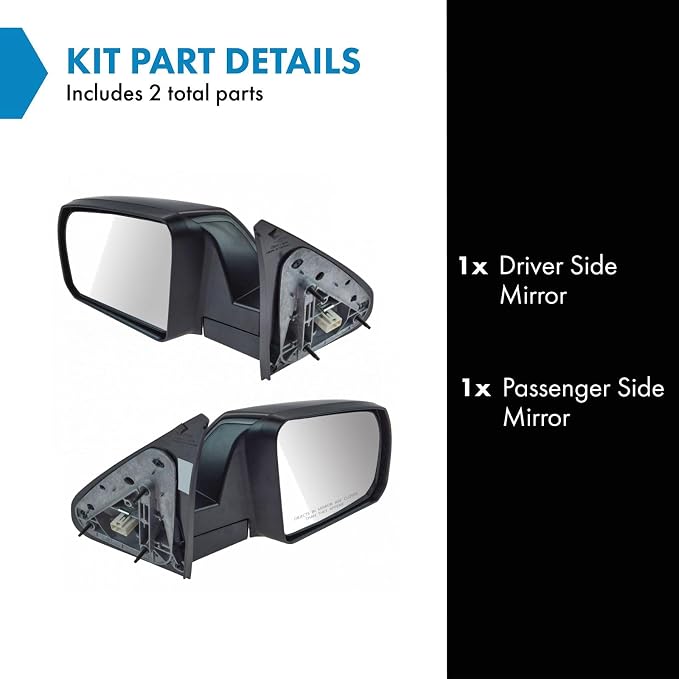 2 Piece Driver and Passenger Side Mirror Assembly Set Electric Adjustment Heated No Memory Black Compatible with 2014-2017 Toyota Tundra TO1320340 TO1321340