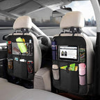 Backseat Car Organizer Kick Mats, KNGUVTH Car Seat Back Protectors with Clear 10" Tablet Holder + 5 Storage Pockets Back seat Organizer for Kids Toy Bottle Drink Vehicles Travel Accessories (2 Pack)