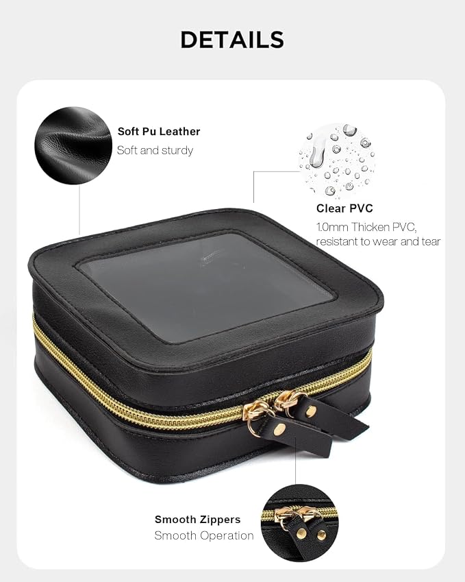 2 Pcs Clear Makup Bag Set, Clear Cosmetic Bags with Zipper Waterproof Small Travel Cosmetic Case Cute Make Up Pouch Mini Car Essentials for Women Travel Car Organizer