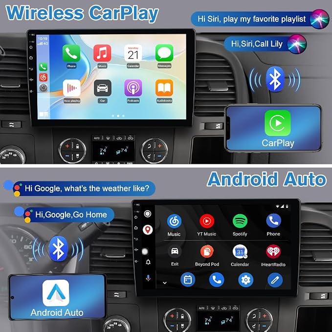 [4Core 64GB] Vratzn Car Radio for Chevy Silverado 2007-2013 Tahoe GMC Sierra Yukon, 10 Inch Touch Screen Silverado Radio with CarPlay Android Auto Bluetooth AM FM Head Unit