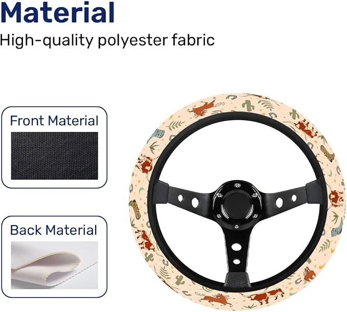 Cowgirl Western Steering Wheel Cover, Non Slip Polyester Car Wheel Protector for Car SUV Truck, Universal 15 Inch