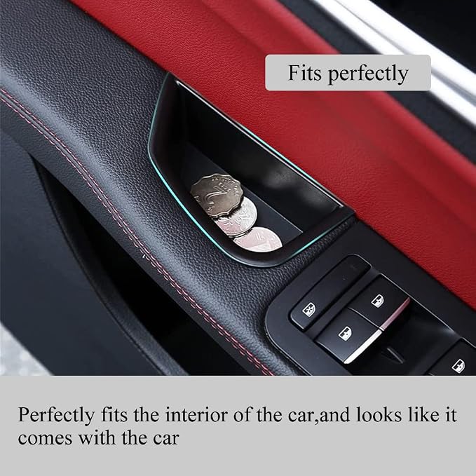 Front Row Door Side Storage Box Compatible with Alfa Romeo Giulia Sedan 2017-2023 Armrest Phone Container Door Organizer Handle Pocket ABS Tray Inserts Glove Pallet