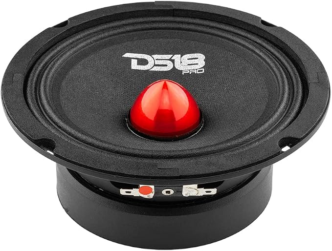 PRO-GM8.4B Loudspeaker - 8", Midrange, Red Aluminum Bullet, 580W Max, 4 Ohms,1.5" Kapton VC, Premium Quality Audio Door Speakers for Car or Truck Stereo Sound System (1 Speaker)