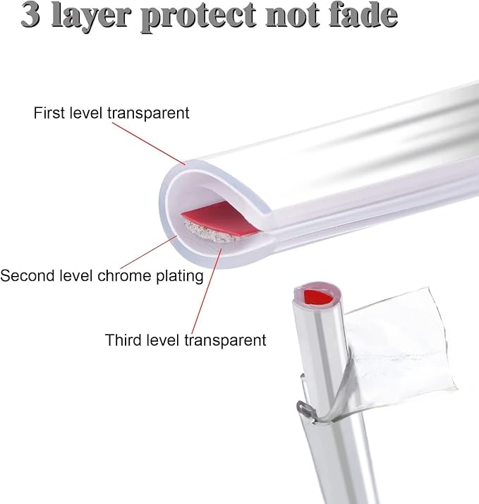 Car Door Edge Guards Chrome Silver Universal U Shape Moulding Trim Strip Automotive Door Protector Decorative for Sedans, Trucks, SUV, ATV (16FT, Silver)