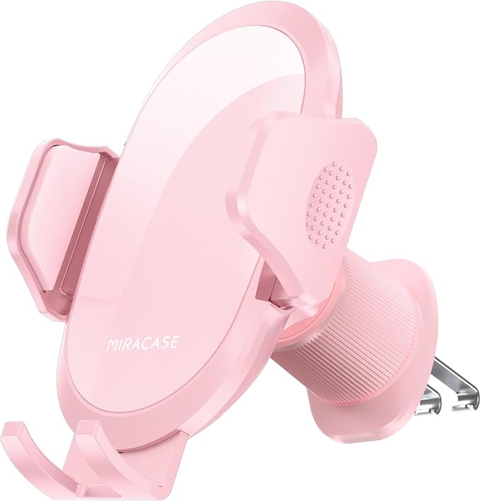 Phone Holders for Your Car with Metal Hook Clip, Cell Phone Mounts Air Vent Cell Phone Stand Car Mount, Universal Automobile Cradle Fit for iPhone Android and All Smartphones (Pink)