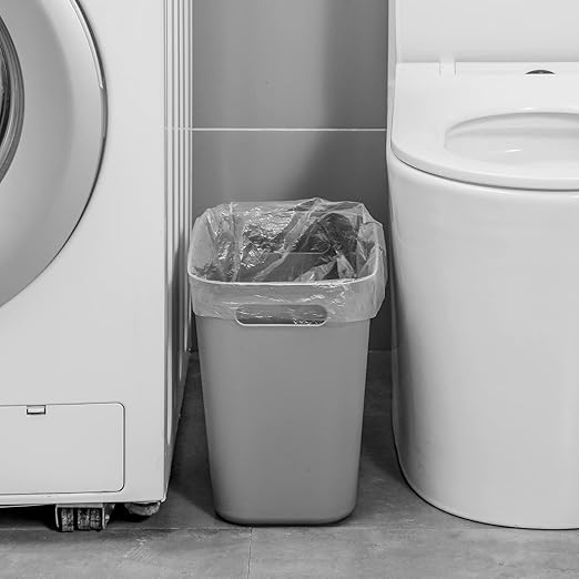 Plastic Small Trash Can Wastebasket, Garbage Container Basket for Bathrooms, Laundry Room, Kitchens, Offices, Kids Rooms, Dorms, 3.5 Gallon, 3.5 Gallon, Grey | Compact Sturdy Garbage Can for Bathroom, Laundry Room, Kitchen, Office, Kids Room, Do...