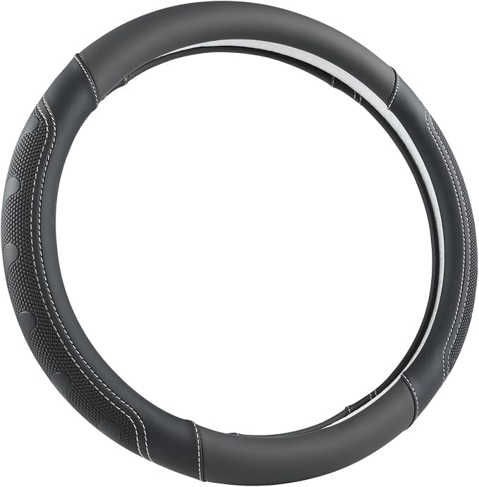 Car Steering Wheel Cover for Toyota RAV4,Camry,Highlander,Corolla,Prius,Tacoma,Standard Size - Black+Gray Line