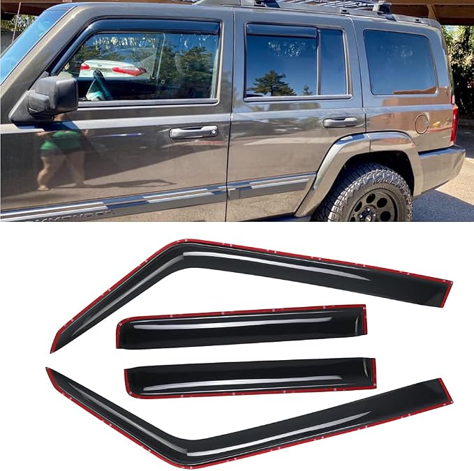 Side Window Wind Vent Deflector fit for 2006-2010 Jeep Commander, 4pcs in-Channel Style Sun Rain Guards Set,Dark Smoke Nice Looking Window Visors Shades 194117