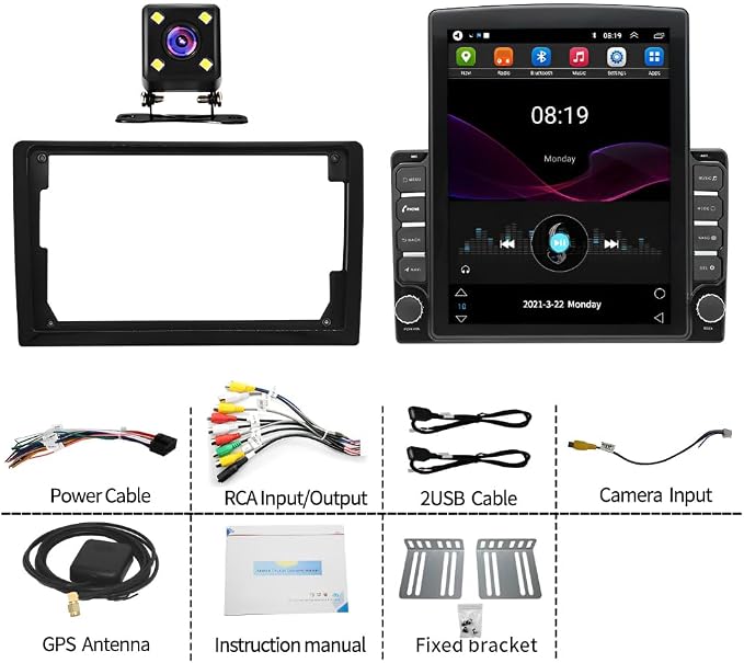 2+32G Double Din Car Stereo Radio Upgraded for Honda CRV 2007–2011 with Wireless Carplay Android Auto, 9.7'' Touch Screen Android 14 GPS Navi Head Unit FM/SWC/WiFi/Bluetooth/Camera