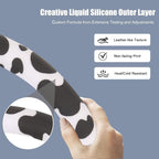 Cow Print Steering Wheel Cover with Silicone Inner Ring, Non-Toxic, Odorless Silicone Leather with Non-Fading Cow Pattern for Men Women, Universal 14.5 to 15 Inch (Cow Print)