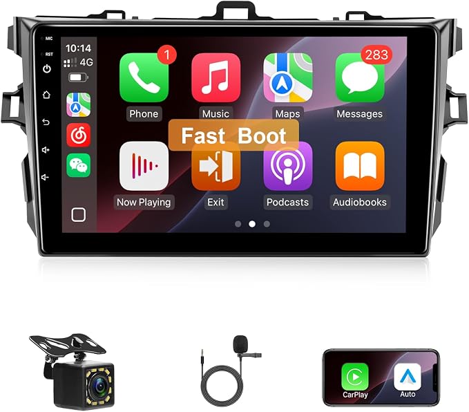 Linux Car Stereo for Toyota Corolla 2008-2012, 9Inch IPS Touchscreen for Corolla Car Radio with Carplay Android Auto Mirror Link FM EQ Backup Camera SWC (for Toyota Corolla 2008-2012)