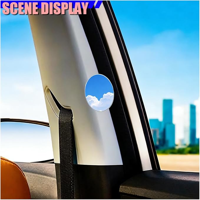 2PCS Circular Car Blind Spot Mirrors, HD Glass Wide Angle Side Mirrors for Enhanced Safety, Adjustable Frameless Rear View Mirror, Universal Car Exterior Accessories(Round)