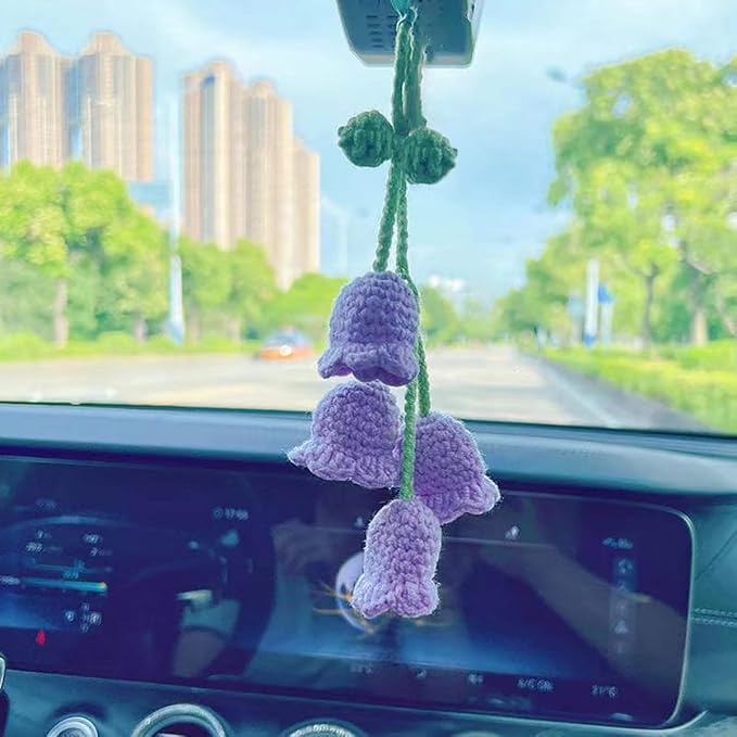 Handmade Knitted Rear View Mirror Pendant Ornament, Cute Car Accessories Aesthetic, Kawaii Car Decor for Home Decorative Pendants