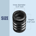 Tire Valve Stem Cap Cover - (5 Pack) Tire Air Cap Metal with Plastic Liner Corrosion Resistant Leak-Proof Rock and Roll for Car Truck Motorcycle Bike Black