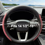 Nappa Leather Steering Wheel Cover,Elegant Diamond Checkered Design, Non-Slip wear-Resistant, Enhance Driving Comfort, Suitable for Steering Wheel Diameter 14 1/2‘-15’ Models