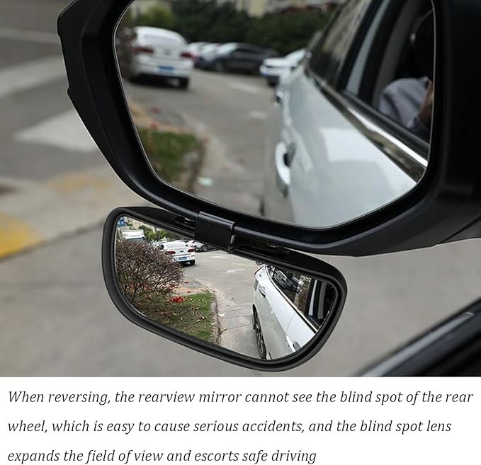 Mandark Car Blind Spot Mirror, Rectangle HD Glass Convex Vehicle Rearview Mirror, Wide Angle Adjustible Auto Exterior Blindspot Side View Mirror, Universal for SUV, Sedan, Truck (Black)