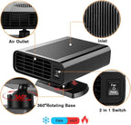 Car Heater, 12V portable car heater and defroster-150W Car Heater Defroster Automobile Windscreen Fan with 360° Rotatable Base, Black