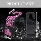 4PCS Bling Car Seat Headrest Hooks, Purse Holder for Car, Vehicle Back Seat Purse Handbag Hanging Holder with Crystal Rhinestone, Diamond Car Rear Seat Organizer for Vehicles (Pink/Black)