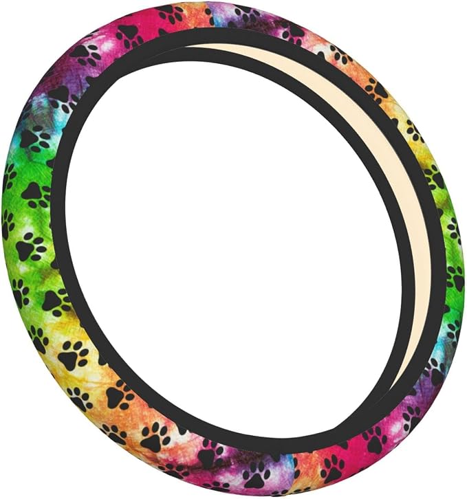 Dog Paws Steering Wheel Cover Non-Slip Auto Steering Wheel Protector Car Accessories Universal Fit 15 Inches for Men Women