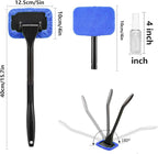 Car Windshield Cleaner Tool with Extendable Handle, Inside Auto Window Glass Cleaning Kit with 5 Washable Microfiber Pads, Streak-Free Defogger Wand for Deep Dashboards & SUVs