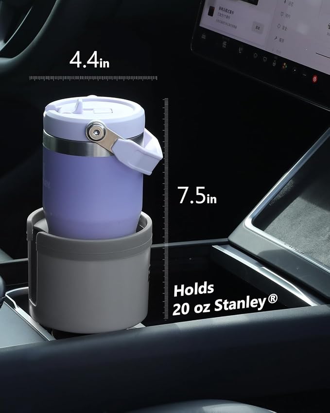Car Cup Holder Expander with Offset Adjustable Base, Compatible with Hydro Flasks 32/40 Ounce, Compatible with Yeti Ramblers 20/26/30 Ounce, Other Bottles in 3.4"-3.8" (Gray)