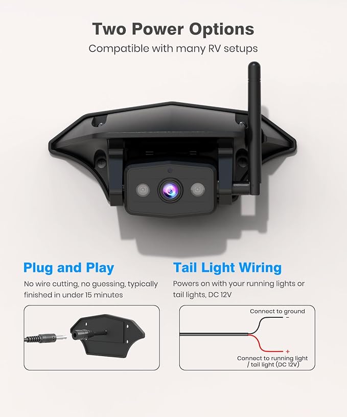 Wireless RV Backup Camera: 30Min Plug and Play Setup, Smooth Live View Even Past 60ft, 7.2" 1080P DVR Monitor, Super IR Night Vision Back up Camera Works with Pre-Wired RV, 5th Wheel, Trailer