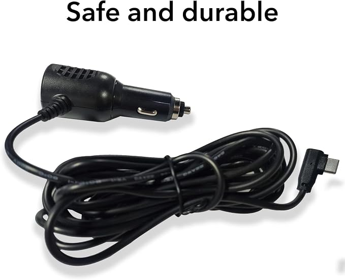 Car Charger Type-C Adapter for Dash cam, Replacement Vehicle Power Cable Cord
