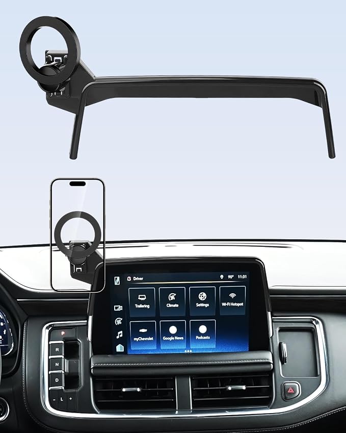 PZK Car Phone Mount for 2021 2022 2023 2024 Chevy Tahoe/Suburban/GMC Yukon | 10.2-inch Screen MagSafe Magnetic Car Phone Holder Compatible with MagSafe 360° Rotation LT/Z71/RST/Premier/High Country