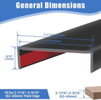 Big Size Rubber Edge Trim, 2-1/2 inches Self-Adhesive U Channel Edge Protector for Woods, Flexible U Shaped Peel and Stick Edge Banding, Edge Guard, Fit 2.5"(63mm), 20Ft, Black