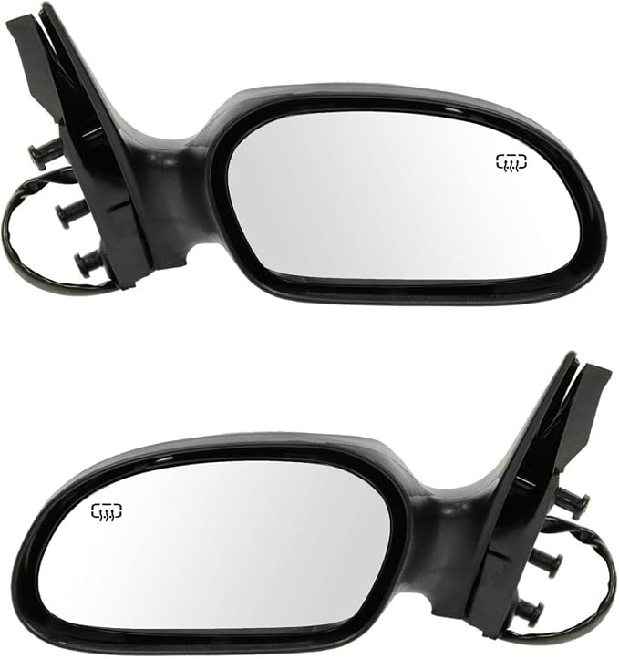 4 Piece Driver and Passenger Side Mirror Assembly Set Electric Adjustment Heated No Memory Black Compatible with 2000-2007 Ford Taurus 2000-2005 Mercury Sable With Textured Cap FO1320193 FO1320353
