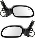 4 Piece Driver and Passenger Side Mirror Assembly Set Electric Adjustment Heated No Memory Black Compatible with 2000-2007 Ford Taurus 2000-2005 Mercury Sable With Textured Cap FO1320193 FO1320353