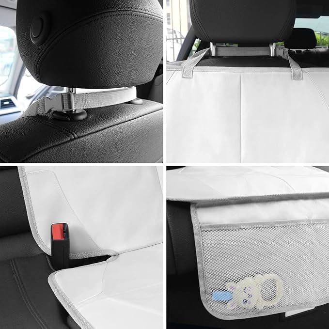 Car Seat Protector for Child Car Seat, Durable 600D Fabric Waterproof Car Seat Cover with Thick Pad Non-Slip Backing，No Imprints (Light Gray-1 pc)