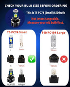 74 Led Bulb Dash Lights Super Bright T5 2721 37 70 286 Wedge PC74 Twist Socket Automotive Instrument Panel Gauge Light Kits Cluster Shift Indicator Bulbs White Pack of 20
