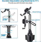 [Latest Upgraded Universal Cup Phone Holder for Car, [Rotatable & Adjustable] Long Neck Car Cup Holder Phone Mount Compatible with iPhone, Samsung, Google & More Smartphones