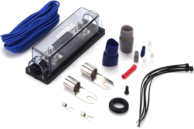 ORION Cobalt COKIT0 0-Gauge CCA Amp Wiring Kit, 100% American Wire Gauge (AWG) Standard, High Current Amplifier Install Kit with Fuse Holder, RCA Cable & Speaker Wire for Car Audio Systems