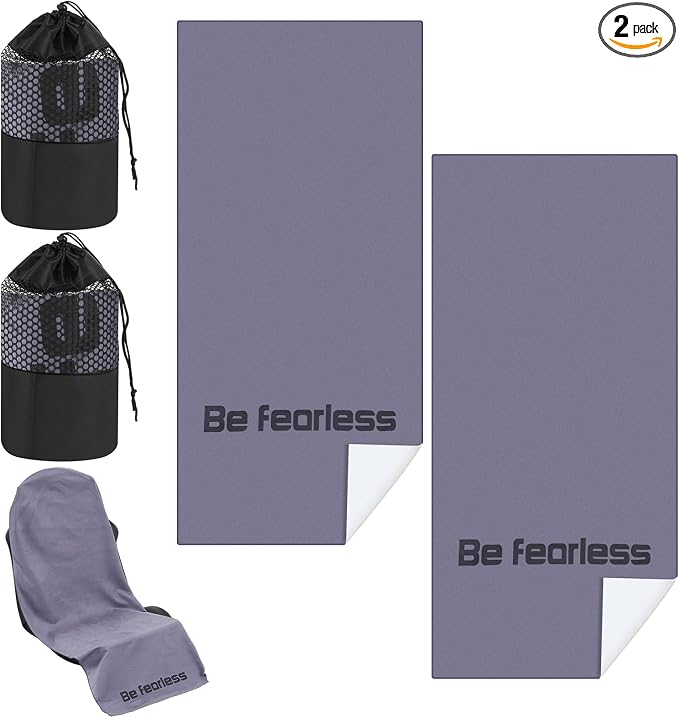 Car Seat Towel Covers with Storage Bag, 63 x 32 Inch Universal Non Slip Waterproof Sweat Protector for Car Truck, Gym Swimming Running, Machine Washable(2 Pack,Gray)